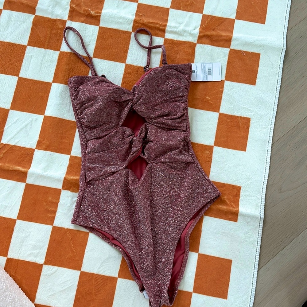 Pink Sparkly everyday Sunday one piece bikini